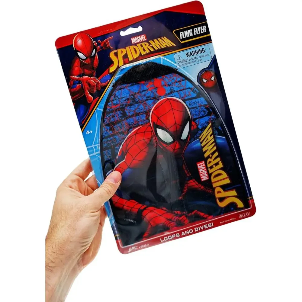 JA-RU Marvel Spiderman Fling Flyer Finger Kite Launcher Outdoor Toy for Kids 4-8